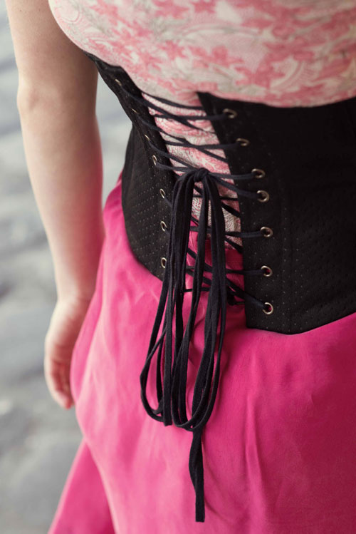 Serre-taille basique en toile à corset noire - Vue de dos